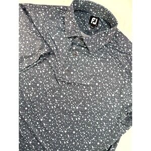 FootJoy Iron Horse GC L Gray Golf Terrazo Print Performance Stretch Polo Shirt